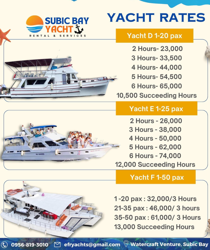 party yacht for rent subic